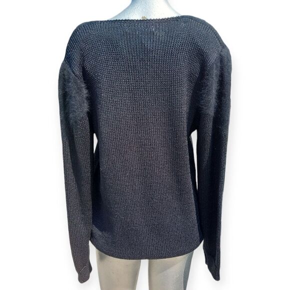 Franco Valeri Vintage Black VNeck Sweater Small - Picture 4 of 9